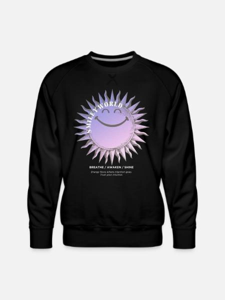 SmileyWorld Smiling Sun In Purple - Men's Premium Sweatshirt - black