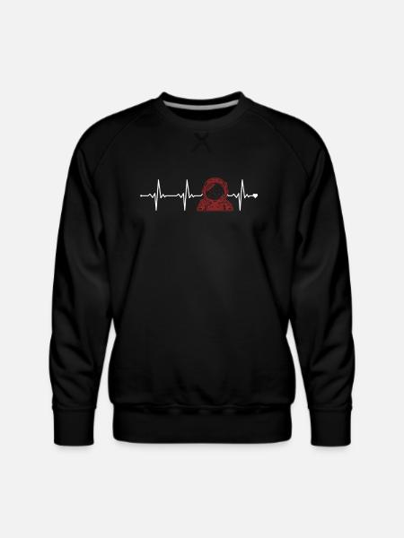 Astronaut Heartbeat Astronautical Spacecraft - Men's Premium Sweatshirt - black
