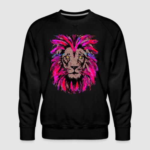 Purple Lion Head - Pink Lion Face Drawing - Men's Premium Sweatshirt