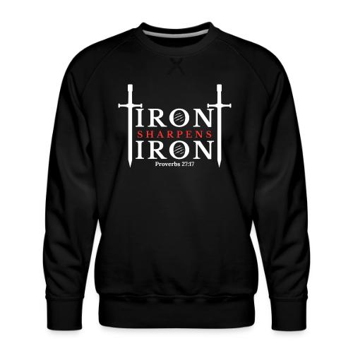 Iron Sharpens Iron - Proverbs 27:17 (White & Red) - Men's Premium Sweatshirt
