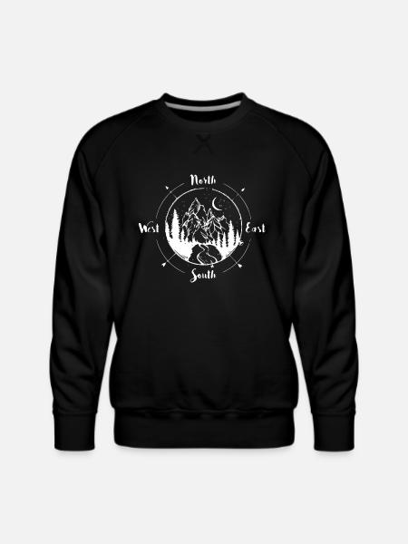 Mountain with compass - Men's Premium Sweatshirt - black