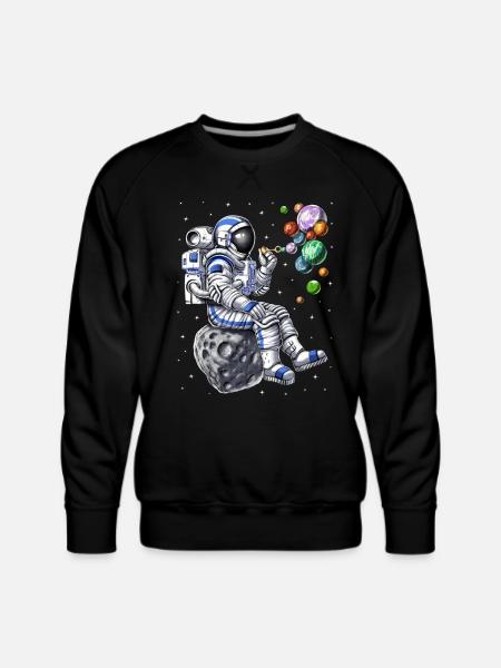 Astronaut Blowing Bubbles - Men's Premium Sweatshirt - black