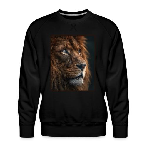 Lion Portrait Majestic Wildlife Design - Men's Premium Sweatshirt
