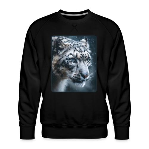 Snow Leopard Blue Eyes Design - Men's Premium Sweatshirt