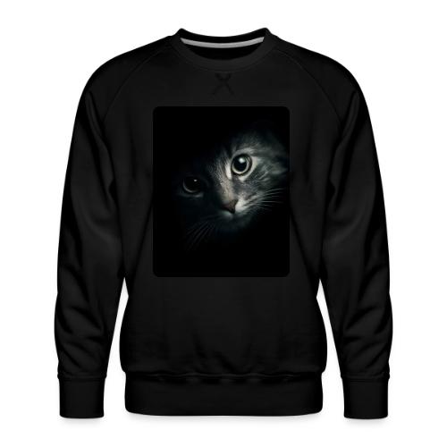Cat Face in Shadow Close-Up Design - Men's Premium Sweatshirt