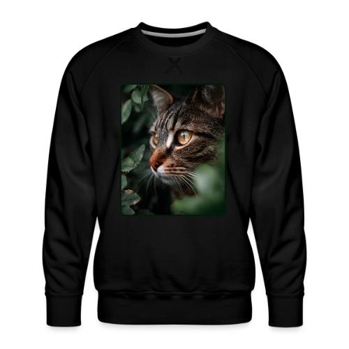 Tabby Cat Jungle Eyes Design - Men's Premium Sweatshirt