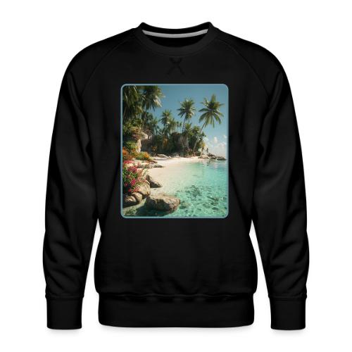 Serene Tropical Beach Floral Design - Men's Premium Sweatshirt