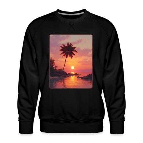 Tropical Beach Sunset Palm Design - Men's Premium Sweatshirt