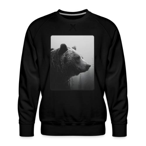 Grizzly Bear Black White Portrait Design - Men's Premium Sweatshirt