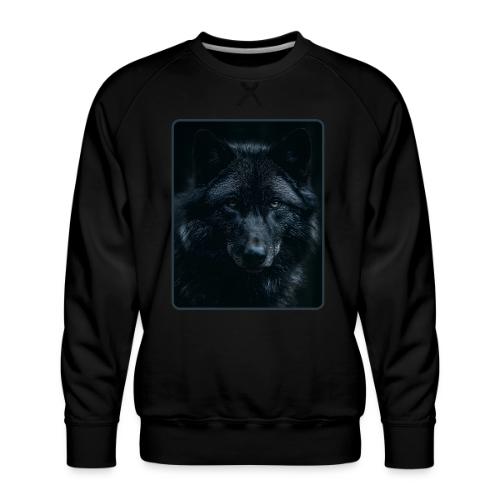 Black Wolf Intense Eyes Portrait Design - Men's Premium Sweatshirt