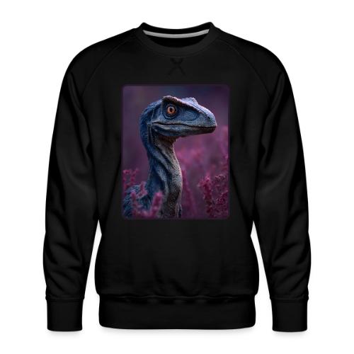 Blue Velociraptor Portrait Design - Men's Premium Sweatshirt