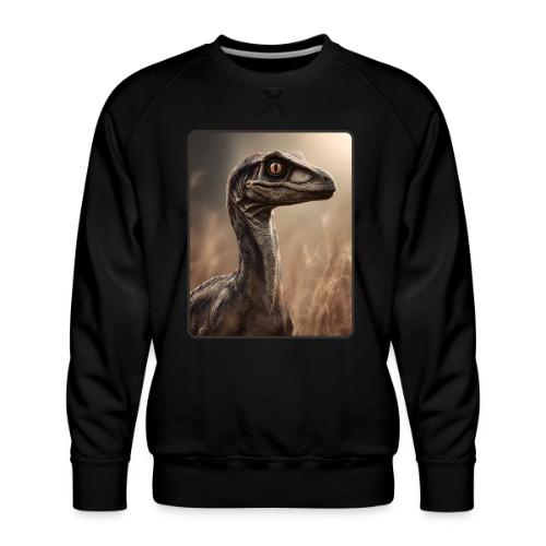 Velociraptor Feathered Portrait Design - Men's Premium Sweatshirt