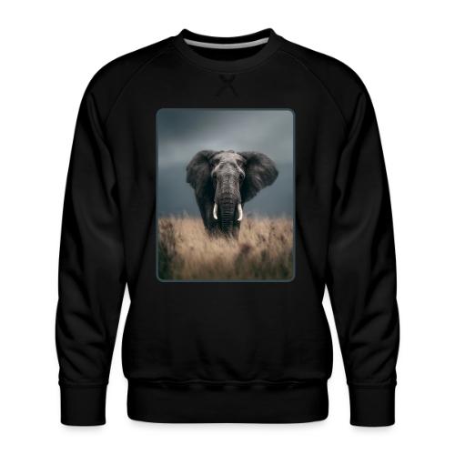 Majestic African Elephant Portrait Design - Men's Premium Sweatshirt