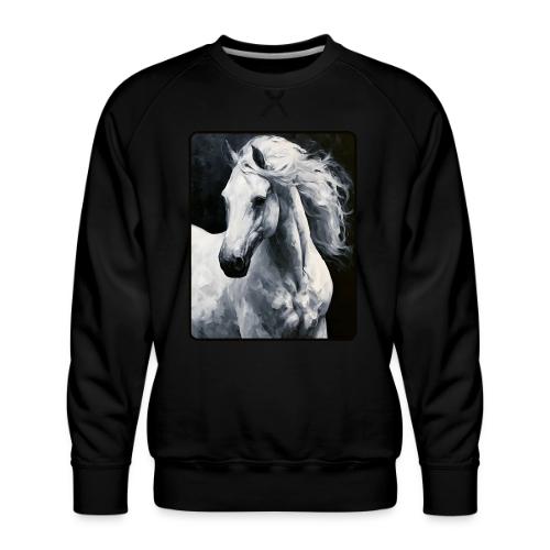 White Horse Oil Painting Design - Men's Premium Sweatshirt