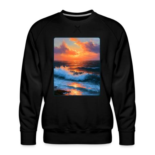 Sunset Storm Waves Oil Painting - Men's Premium Sweatshirt
