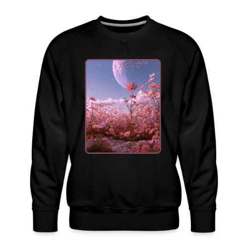 Cosmic Moon & Cosmos Flowers Art - Men's Premium Sweatshirt