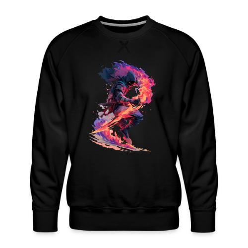 Flaming Ninja Warrior Fantasy Design - Men's Premium Sweatshirt