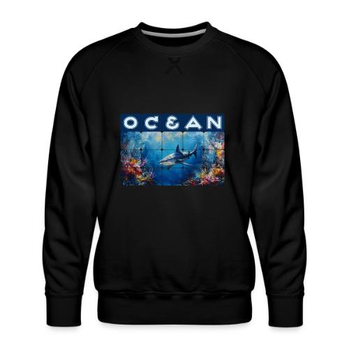 Ocean: Synthwave Shark - Men's Premium Sweatshirt