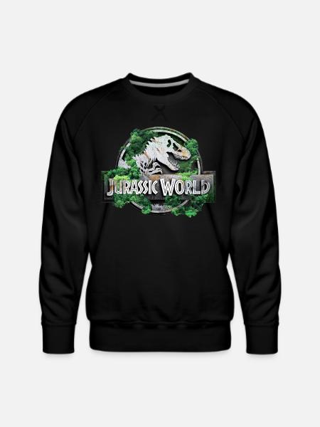 Jurassic World logo with T-Rex and trees - Men's Premium Sweatshirt - black