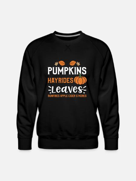 Pumpkins Hayrides Leaves Bonfire... - Men's Premium Sweatshirt - black