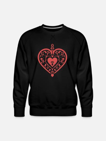 heart ornament - Men's Premium Sweatshirt - black