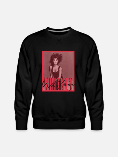 Whitney Houston Photo With Autograph And Nameplate - Men's Premium Sweatshirt - black