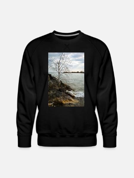 tiny tree on shore - Men's Premium Sweatshirt - black