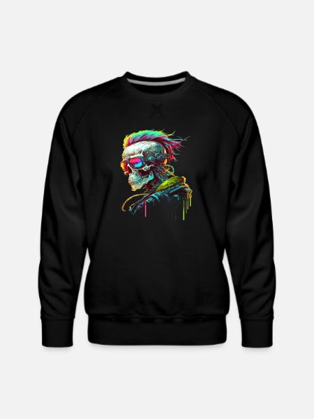 Cyberpunk Skull - Men's Premium Sweatshirt - black