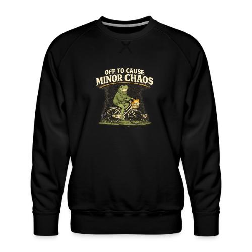 Minor Chaos Vintage Frog and Cat on Bicycle - Men's Premium Sweatshirt