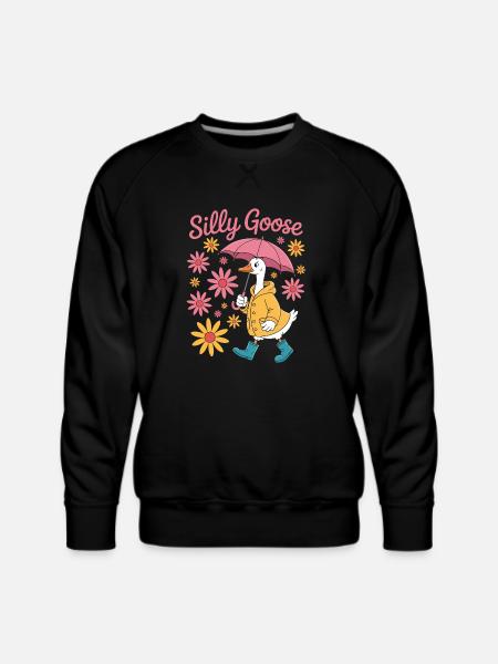 Silly Goose With Umbrella - Men's Premium Sweatshirt - black