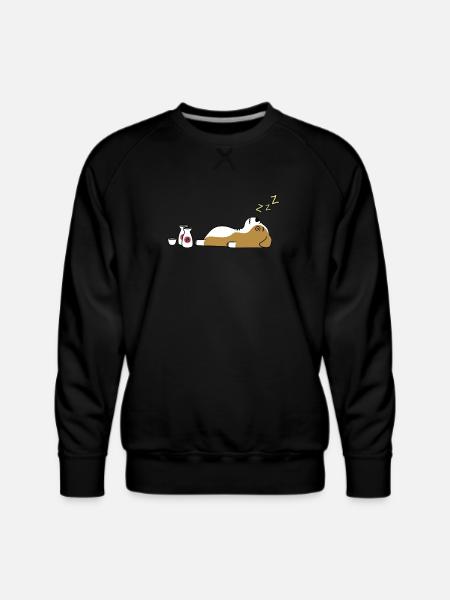 English Bulldog Sake Drunk - Men's Premium Sweatshirt - black
