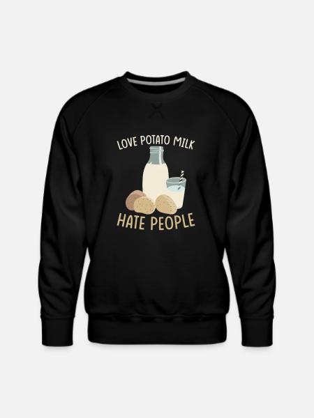 Potato Milk Saying - Men's Premium Sweatshirt - black