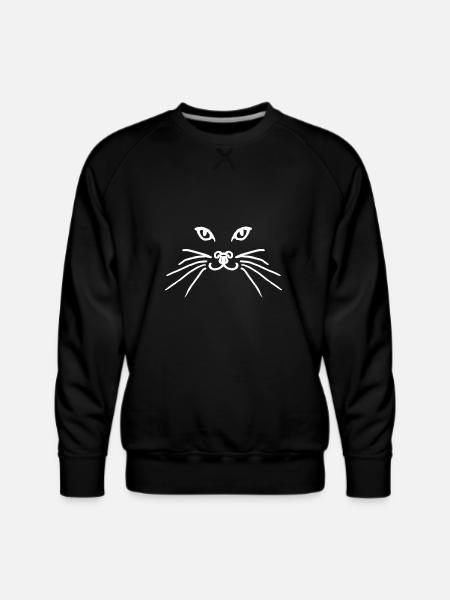 Cat face white - Men's Premium Sweatshirt - black