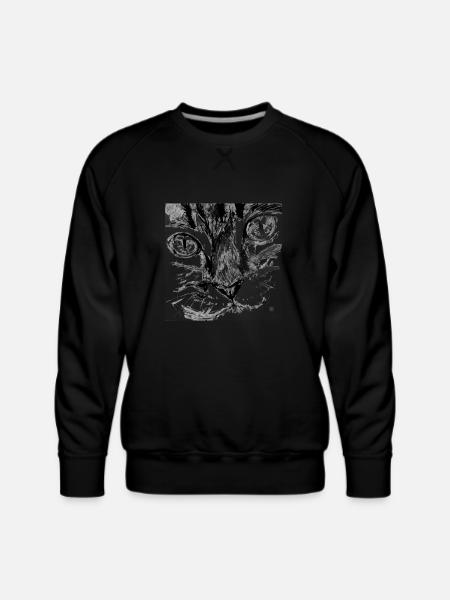 cat face - Men's Premium Sweatshirt - black