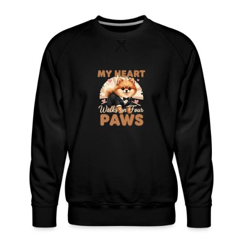 My Heart Walks on Four Paws – Pomeranian tee - Men's Premium Sweatshirt