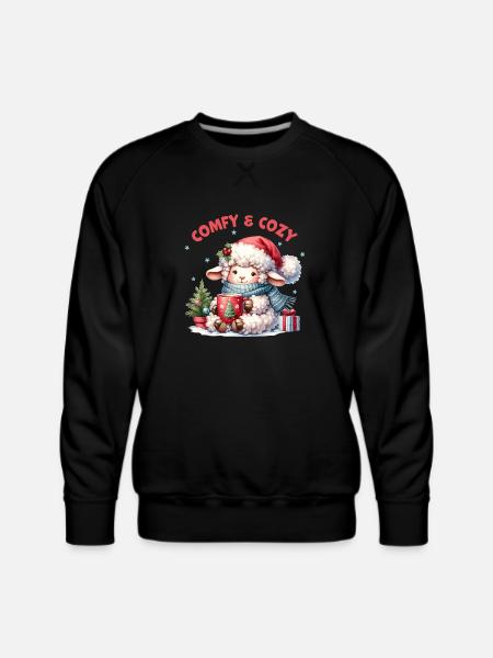 Comfy Cozy, Cute Christmas - Men's Premium Sweatshirt - black
