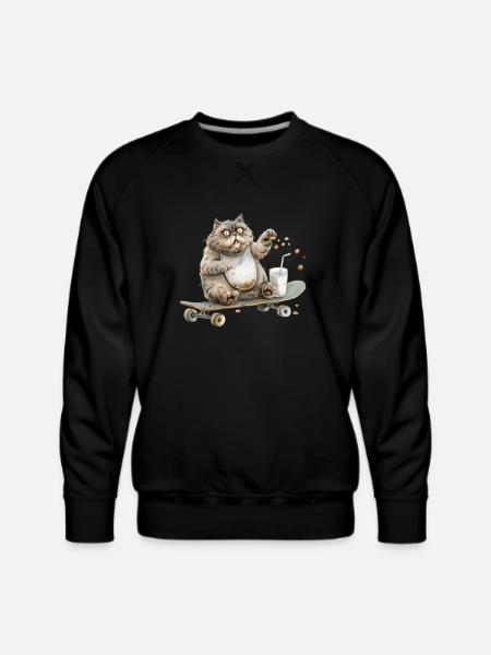 Funny Cat - Men's Premium Sweatshirt - black