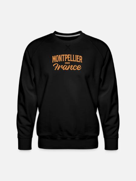 Montpellier France Retro Script - Men's Premium Sweatshirt - black