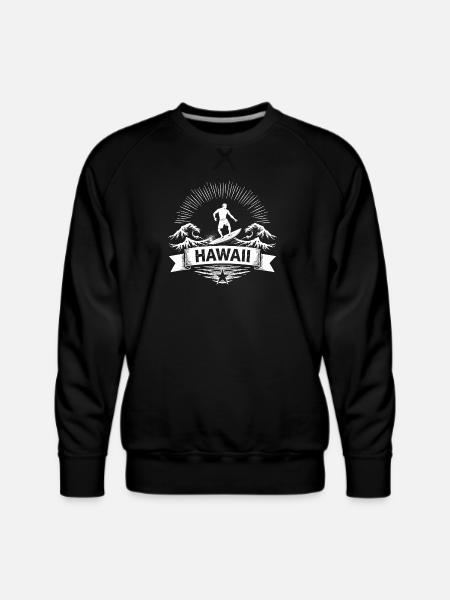 Hawaii Surf Sunburst Emblem - Men's Premium Sweatshirt - black