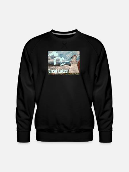 Great Lakes Lighthouse Poster - Men's Premium Sweatshirt - black