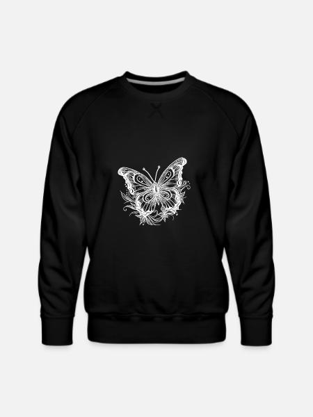 Flower Tattoo Style Butterfly - Men's Premium Sweatshirt - black