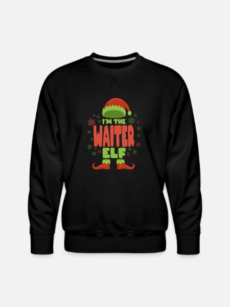 Waiter Christmas Elf - Men's Premium Sweatshirt - black