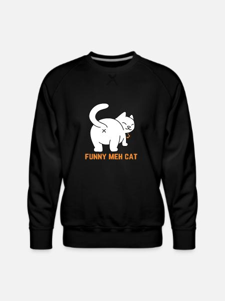 Funny Meh Cat - Men's Premium Sweatshirt - black