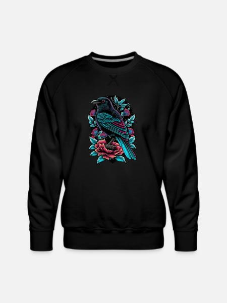 Floral Raven - Men's Premium Sweatshirt - black