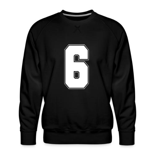White Number 6 – Varsity Font - Men's Premium Sweatshirt