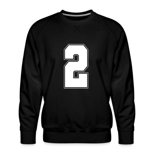 White Number 2 – Varsity Font - Men's Premium Sweatshirt