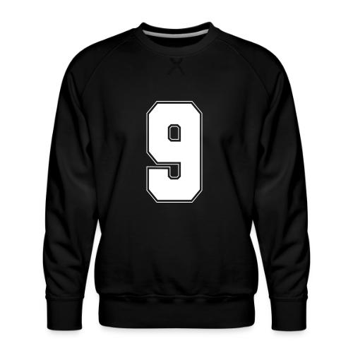 White Number 9 – Varsity Font - Men's Premium Sweatshirt