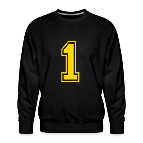 Number 1 in a classic athletic collegiate font - Men's Premium Sweatshirt