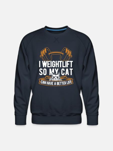 Weightlifting Weightlifter Cat - Men's Premium Sweatshirt - navy