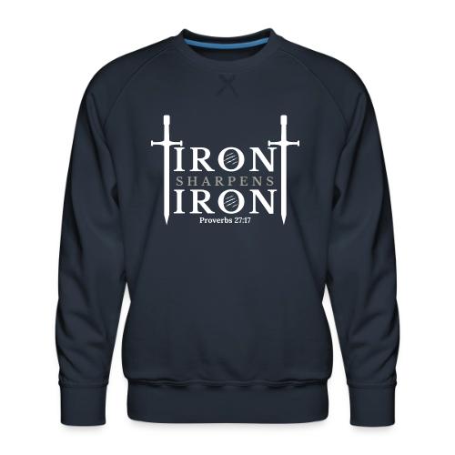 Iron Sharpens Iron - Proverbs 27:17 (White & Grey) - Men's Premium Sweatshirt